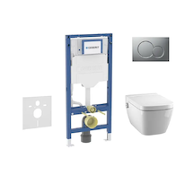 Geberit Duofix - Set předstěnové instalace, klozetu TECEone a sedátka softclose, tlačítko Sigma01, matný chrom SANI11CT2102