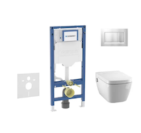 Geberit Duofix - Set předstěnové instalace, klozetu TECEone a sedátka softclose, tlačítko Sigma20, matný chrom/chrom SANI11CT210