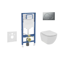 Geberit Duofix - Set předstěnové instalace, klozetu Tesi a sedátka softclose, tlačítko Sigma01, matný chrom SANI11CD2110