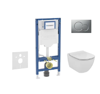 Geberit Duofix - Set předstěnové instalace, klozetu Tesi a sedátka softclose, tlačítko Sigma01, matný chrom SANI11CD2134