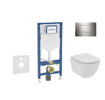 Geberit Duofix - Set předstěnové instalace, klozetu Tesi a sedátka softclose, tlačítko Sigma20, lesklý chrom/matný chrom SANI11C