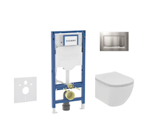 Geberit Duofix - Set předstěnové instalace, klozetu Tesi a sedátka softclose, tlačítko Sigma20, matný chrom/chrom SANI11CD2114