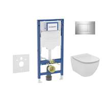 Geberit Duofix - Set předstěnové instalace, klozetu Tesi a sedátka softclose, tlačítko Sigma30, lesklý chrom/matný chrom SANI11C