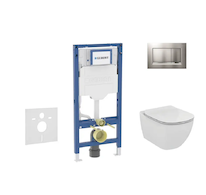 Geberit Duofix - Set předstěnové instalace, klozetu Tesi a sedátka, tlačítko Sigma20, matný chrom/chrom SANI11CD2122