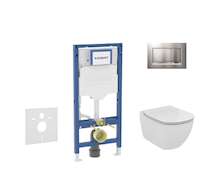 Geberit Duofix - Set předstěnové instalace, klozetu Tesi a sedátka, tlačítko Sigma30, matný chrom/chrom SANI11CD2122