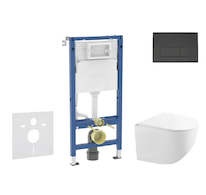 Geberit Duofix - Set předstěnové instalace, kompaktního klozetu Gaia a sedátka softclose, tlačítko Delta50, matná černá SANI11CA