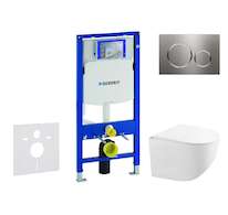 Geberit Duofix - Set předstěnové instalace, kompaktního klozetu Gaia a sedátka softclose, tlačítko Sigma20, nerez SANI11CA6104