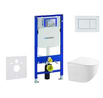 Geberit Duofix - Set předstěnové instalace, kompaktního klozetu Gaia a sedátka softclose, tlačítko Sigma30, bílá/bílá mat SANI11