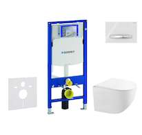 Geberit Duofix - Set předstěnové instalace, kompaktního klozetu Gaia a sedátka softclose, tlačítko Sigma50, chrom/alpská bílá SA
