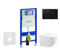 Geberit Duofix - Set předstěnové instalace, kompaktního klozetu Gaia sedátka softclose, tlačítko Sigma01, černá SANI11CA5117