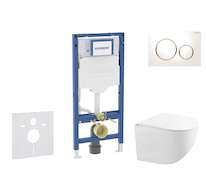 Geberit Duofix - Set předstěnové instalace, kompaktního klozetu Gaia sedátka softclose, tlačítko Sigma20, bílá/pozlacená SANI11C