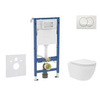 Geberit Duofix - Set předstěnové instalace, kompaktního klozetu Oudee Vortex a sedátka softclose, tlačítko Delta, bílá SANI11CA3