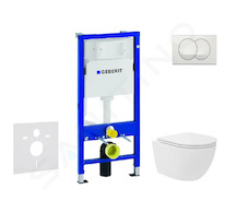 Geberit Duofix - Set předstěnové instalace, kompaktního klozetu Oudee Vortex a sedátka softclose, tlačítko Delta, bílá SANI11CA3