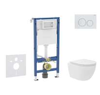 Geberit Duofix - Set předstěnové instalace, kompaktního klozetu Oudee Vortex a sedátka softclose, tlačítko Delta20, alpská bílá