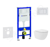 Geberit Duofix - Set předstěnové instalace, kompaktního klozetu Oudee Vortex a sedátka softclose, tlačítko Delta30, alpská bílá
