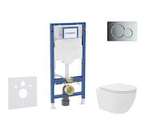 Geberit Duofix - Set předstěnové instalace, kompaktního klozetu Oudee Vortex a sedátka softclose, tlačítko Sigma01, lesklý chrom