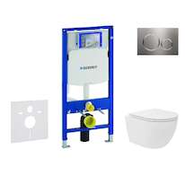Geberit Duofix - Set předstěnové instalace, kompaktního klozetu Oudee Vortex a sedátka softclose, tlačítko Sigma20, nerez SANI11