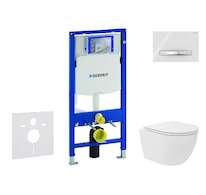 Geberit Duofix - Set předstěnové instalace, kompaktního klozetu Oudee Vortex a sedátka softclose, tlačítko Sigma50, chrom/alpská