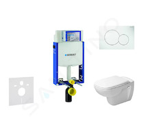 Geberit Kombifix - Modul pro závěsné WC s tlačítkem Sigma01, alpská bílá + Duravit D-Code - WC a sedátko, Rimless, SoftClose 110
