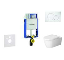 Geberit Kombifix - Modul pro závěsné WC s tlačítkem Sigma01, alpská bílá + Duravit ME by Starck - WC a sedátko, Rimless, SoftClo