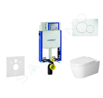 Geberit Kombifix - Modul pro závěsné WC s tlačítkem Sigma01, alpská bílá + Duravit ME by Starck - WC a sedátko, Rimless, SoftClo