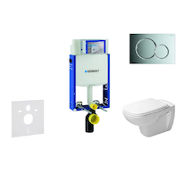 Geberit Kombifix - Modul pro závěsné WC s tlačítkem Sigma01, lesklý chrom + Duravit D-Code - WC a sedátko, Rimless, SoftClose 11