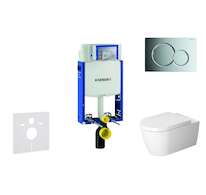 Geberit Kombifix - Modul pro závěsné WC s tlačítkem Sigma01, lesklý chrom + Duravit ME by Starck - WC a sedátko, Rimless, SoftCl