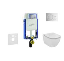 Geberit Kombifix - Modul pro závěsné WC s tlačítkem Sigma01, lesklý chrom + Ideal Standard Tesi - WC a sedátko, Aquablade, SoftC