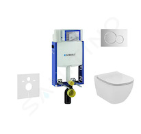 Geberit Kombifix - Modul pro závěsné WC s tlačítkem Sigma01, lesklý chrom + Ideal Standard Tesi - WC a sedátko, Aquablade, SoftC