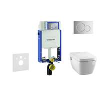 Geberit Kombifix - Modul pro závěsné WC s tlačítkem Sigma01, lesklý chrom + Tece One - sprchovací toaleta a sedátko, Rimless, So