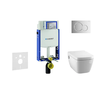 Geberit Kombifix - Modul pro závěsné WC s tlačítkem Sigma01, lesklý chrom + Tece One - sprchovací toaleta a sedátko, Rimless, So