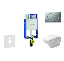 Geberit Kombifix - Modul pro závěsné WC s tlačítkem Sigma01, matný chrom + Duravit D-Code - WC a sedátko, Rimless, SoftClose 110