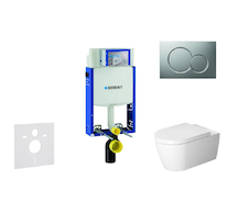 Geberit Kombifix - Modul pro závěsné WC s tlačítkem Sigma01, matný chrom + Duravit ME by Starck - WC a sedátko, Rimless, SoftClo