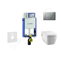 Geberit Kombifix - Modul pro závěsné WC s tlačítkem Sigma01, matný chrom + Tece One - sprchovací toaleta a sedátko, Rimless, Sof