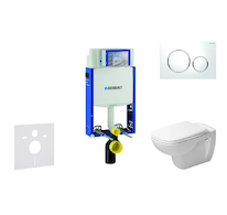 Geberit Kombifix - Modul pro závěsné WC s tlačítkem Sigma20, bílá/lesklý chrom + Duravit D-Code - WC a sedátko, Rimless, SoftClo