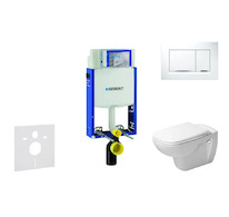 Geberit Kombifix - Modul pro závěsné WC s tlačítkem Sigma20, bílá/lesklý chrom + Duravit D-Code - WC a sedátko, Rimless, SoftClo