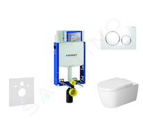 Geberit Kombifix - Modul pro závěsné WC s tlačítkem Sigma20, bílá/lesklý chrom + Duravit ME by Starck - WC a sedátko, Rimless, S