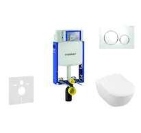 Geberit Kombifix - Modul pro závěsné WC s tlačítkem Sigma20, bílá/lesklý chrom + Villeroy Boch - WC a sedátko, DirectFlush, Soft