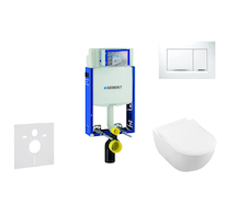 Geberit Kombifix - Modul pro závěsné WC s tlačítkem Sigma20, bílá/lesklý chrom + Villeroy Boch - WC a sedátko, DirectFlush, Soft