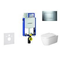Geberit Kombifix - Modul pro závěsné WC s tlačítkem Sigma20, lesklý chrom/chrom mat + Duravit ME by Starck - WC a sedátko, Rimle