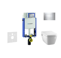 Geberit Kombifix - Modul pro závěsné WC s tlačítkem Sigma20, lesklý chrom/chrom mat + Tece One - sprchovací toaleta a sedátko, R