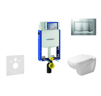 Geberit Kombifix - Modul pro závěsné WC s tlačítkem Sigma20, matný chrom/chrom + Duravit D-Code - WC a sedátko, Rimless, SoftClo