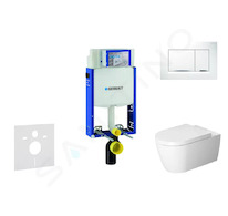 Geberit Kombifix - Modul pro závěsné WC s tlačítkem Sigma30, bílá/lesklý chrom + Duravit ME by Starck - WC a sedátko, Rimless, S