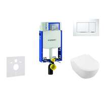Geberit Kombifix - Modul pro závěsné WC s tlačítkem Sigma30, bílá/lesklý chrom + Villeroy Boch - WC a sedátko, DirectFlush, Soft