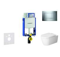 Geberit Kombifix - Modul pro závěsné WC s tlačítkem Sigma30, lesklý chrom/chrom mat + Duravit ME by Starck - WC a sedátko, Rimle