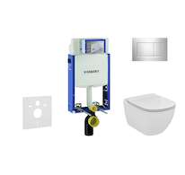 Geberit Kombifix - Modul pro závěsné WC s tlačítkem Sigma30, lesklý chrom/chrom mat + Ideal Standard Tesi - WC a sedátko, Aquabl
