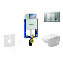 Geberit Kombifix - Modul pro závěsné WC s tlačítkem Sigma30, matný chrom/chrom + Duravit D-Code - WC a sedátko, Rimless, SoftClo