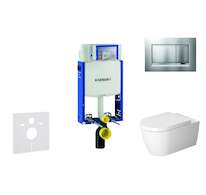 Geberit Kombifix - Modul pro závěsné WC s tlačítkem Sigma30, matný chrom/chrom + Duravit ME by Starck - WC a sedátko, Rimless, S