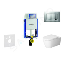 Geberit Kombifix - Modul pro závěsné WC s tlačítkem Sigma30, matný chrom/chrom + Duravit ME by Starck - WC a sedátko, Rimless, S