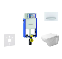 Geberit Kombifix - Modul pro závěsné WC s tlačítkem Sigma50, alpská bílá + Duravit D-Code - WC a sedátko, Rimless, SoftClose 110